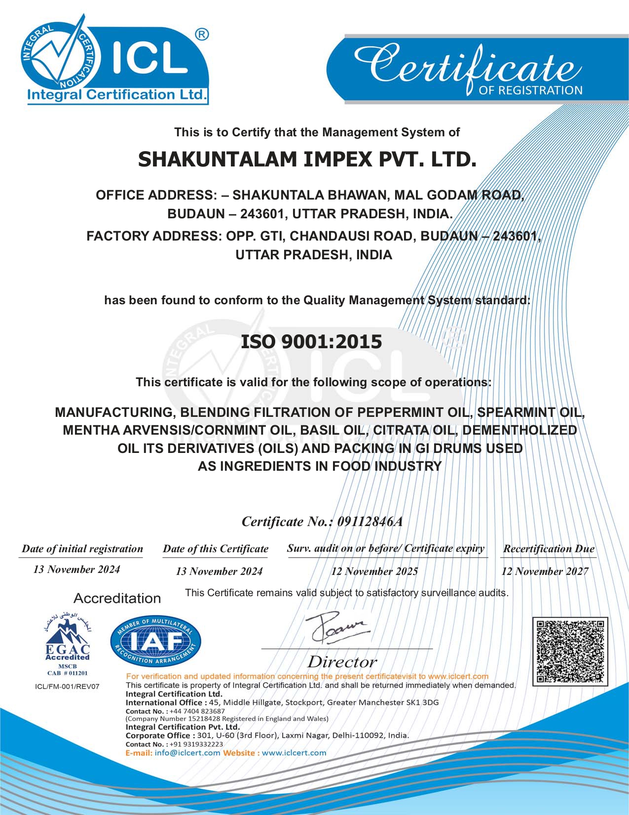 ISO 9001:2015 Certificate